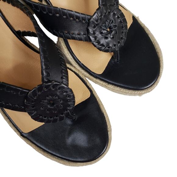 Jack Rogers Rowan Platform Espadrille Leather Wedge Sandal in Black NEW - Picture 7 of 11